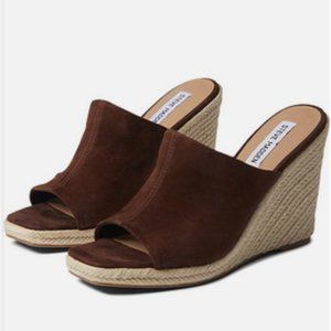 STEVE MADDEN Suede Leather Espadrille Wedge Sandals